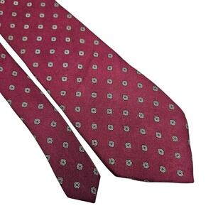 Christian Dior Silk Tie Burgundy Geometric‎ Pattern Men's Formal Neckwear
